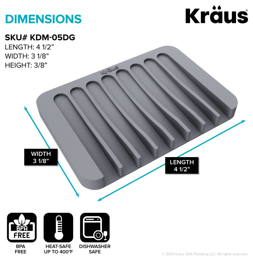 KRAUS Dish Drying Rack, Silicone Dish Drying Mat and Soap Dish Holder Dark Grey