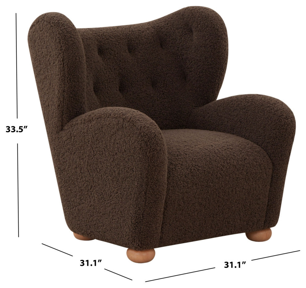 Safavieh Couture Galloway Wingback Accent Chair, Dark Brown/Natural