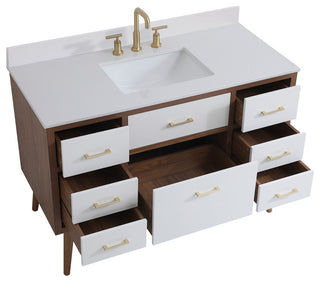 Bella 48" Bathroom Vanity, White With Backsplash