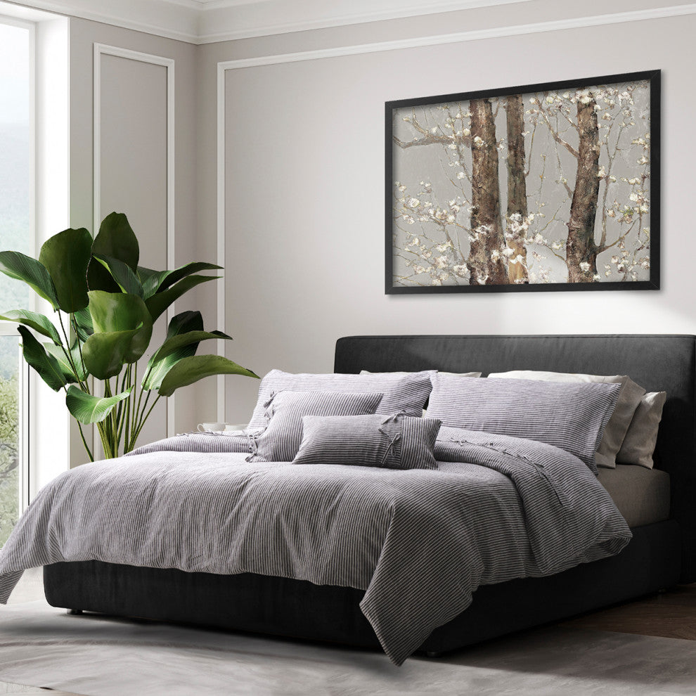 Grant 5-Piece Striped Linen Duvet Set, Charcoal, King