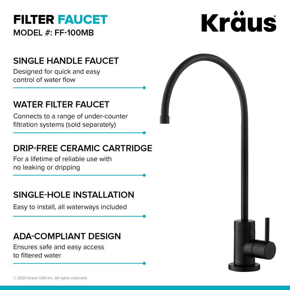 Purita Water Dispenser, Bolden Pulldown Kitchen Faucet, Matte Black