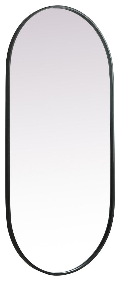 Home Living Metal Frame Oval Mirror 24x48 Inch, Black