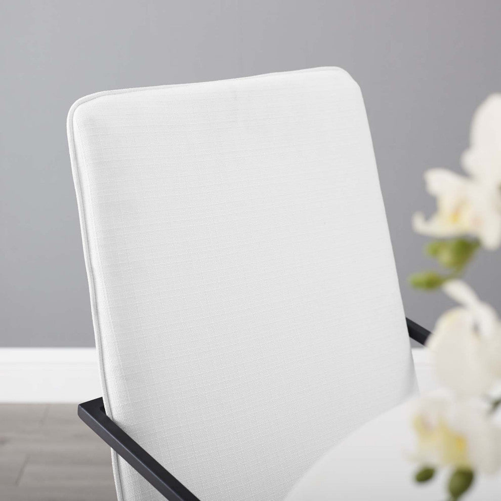 Side Dining Chair, Fabric, Metal, Black White, Modern, Cafe Bistro Restaurant