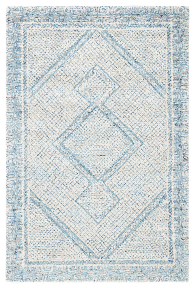 Safavieh Couture Abstract Collection, ABT345 Rug, Ivory/Blue, 3'x5'