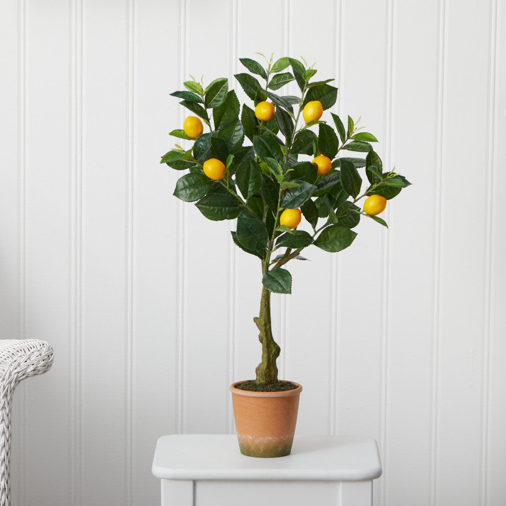28" Lemon Artificial Tree, Decorative Planter