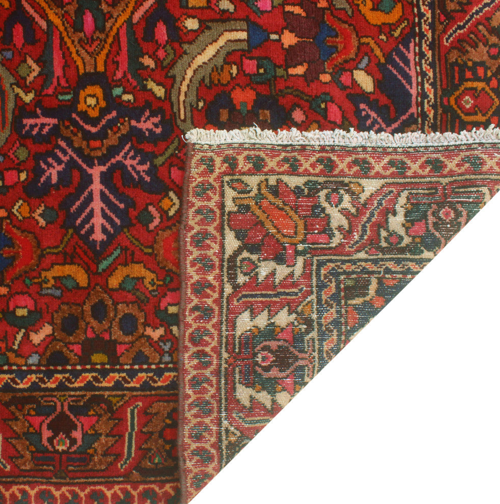 Fine Vintage Distressed Terrell Red/Navy Rug, 5'5 x 9'10