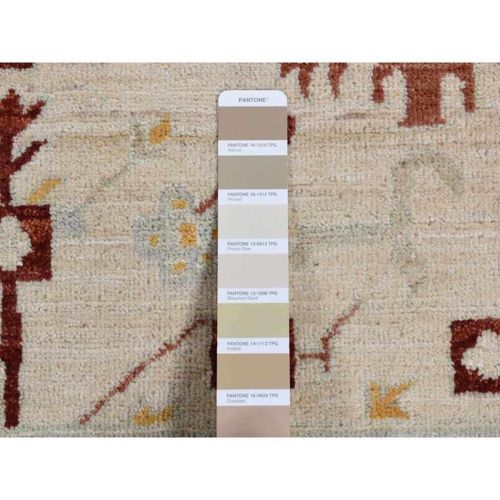 Parchment White, Peshawar With Mahal Design, Hand Knotted Wool Rug, 7'9"x9'9"