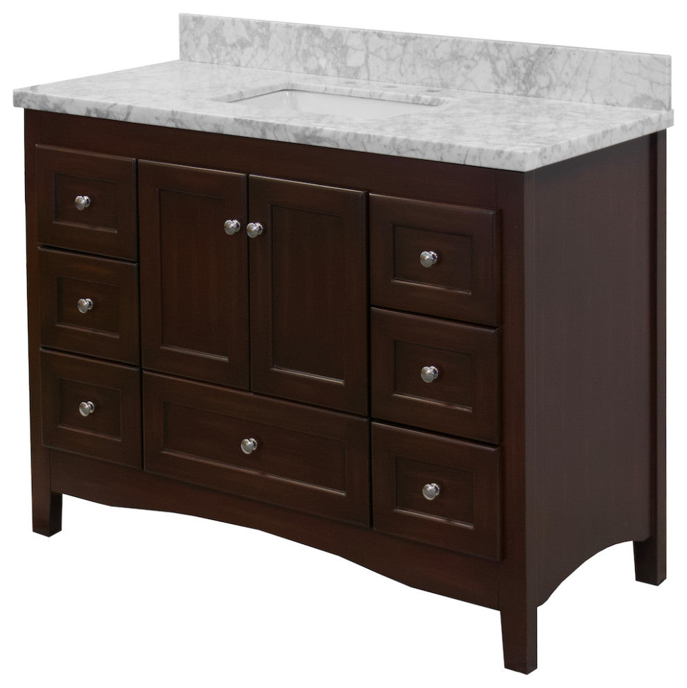 Abbey 48" Bathroom Vanity, Chocolate, Carrara Marble