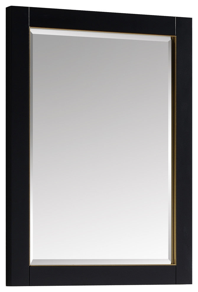 Mason 24" Mirror, Black With Gold Trim
