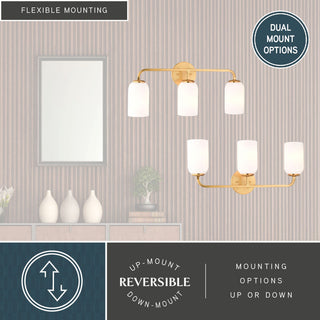 Shelby 3-Light Gold Brass Transitional Bathroom Vanity Fixture White Glass