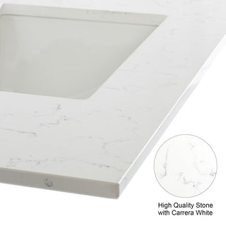 Solid Wood Bathroom Vanity with Quartz Top and cUPC Certified Sink, White, 48 Inch