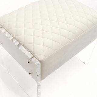 Pasargad Home Tribecca Acrylic and Velvet Stool, White