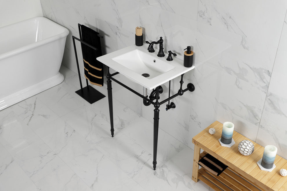 Fauceture KVPB24187W8MB 24" Console Sink, Legs, 8", 3 Hole