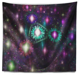 Far Bright Colorful Space Galaxy Abstract Wall Tapestry, 39"x32"