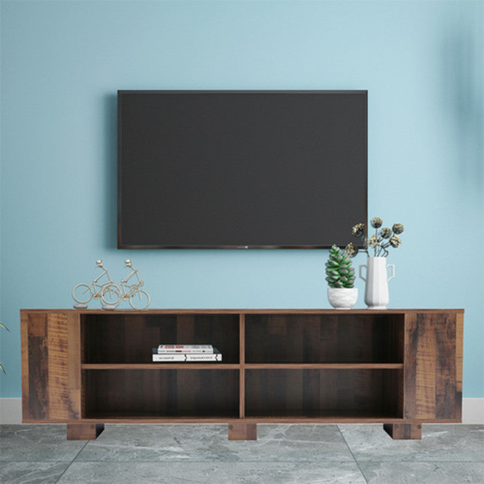 65 inch TV stand Modern Entertainment Center with 8 Open Shelves brown