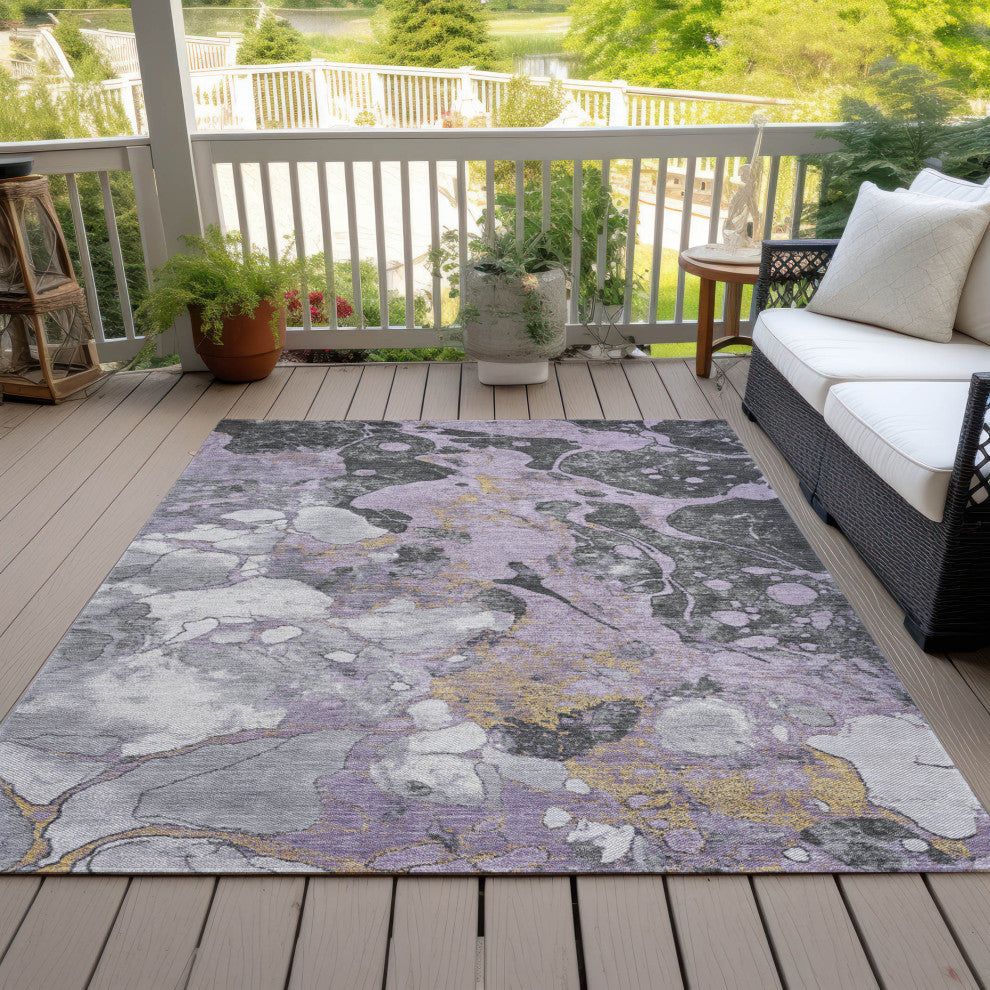 Machine Washable Indoor/Outdoor Chantille ACN1909 Violet 5' x 7'6" Rug