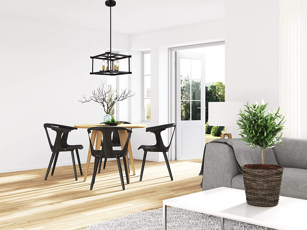 Black Close to Ceiling Light Fixture Caserectangle Semi Flush Mount