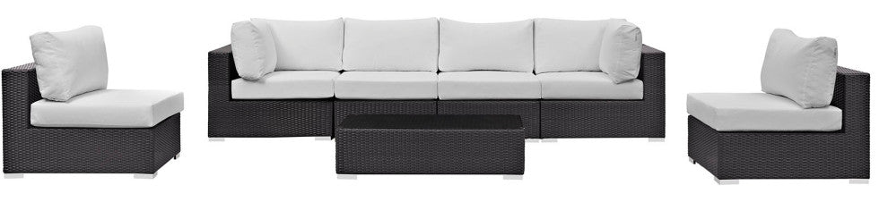 Espresso White Convene 7 Piece Outdoor Patio Sectional Set