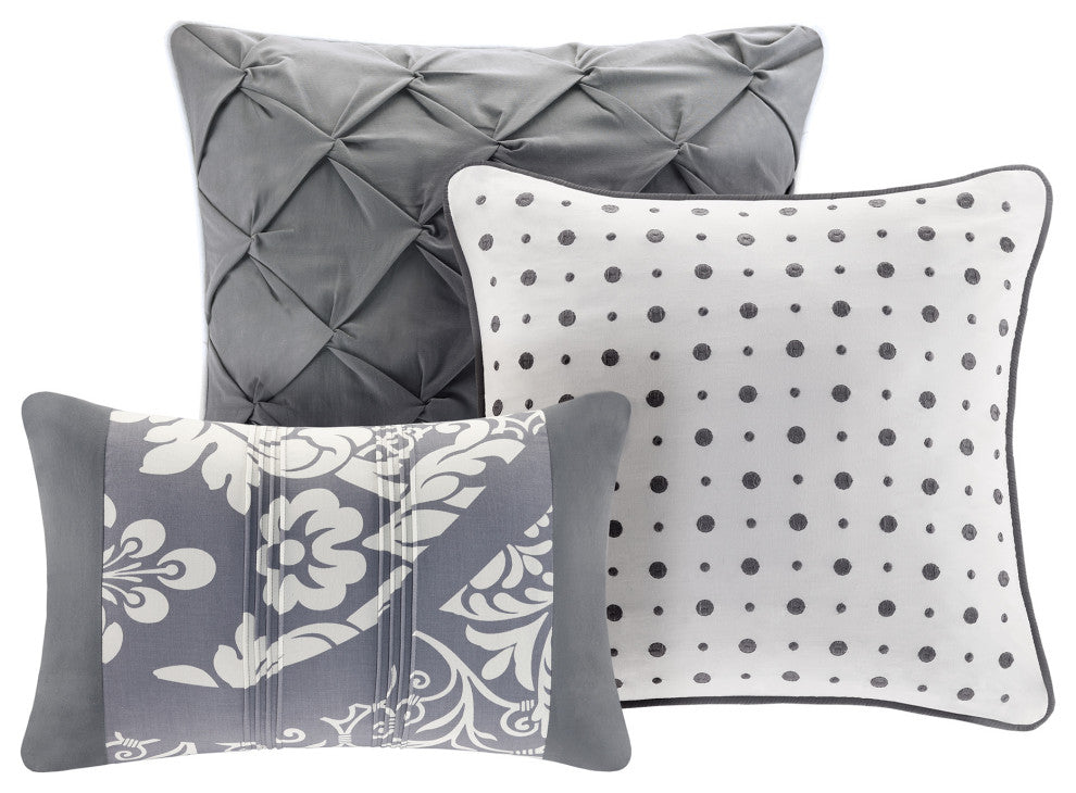 Madison Park Vienna Traditional 6-Piece Duvet Set, Grey, King