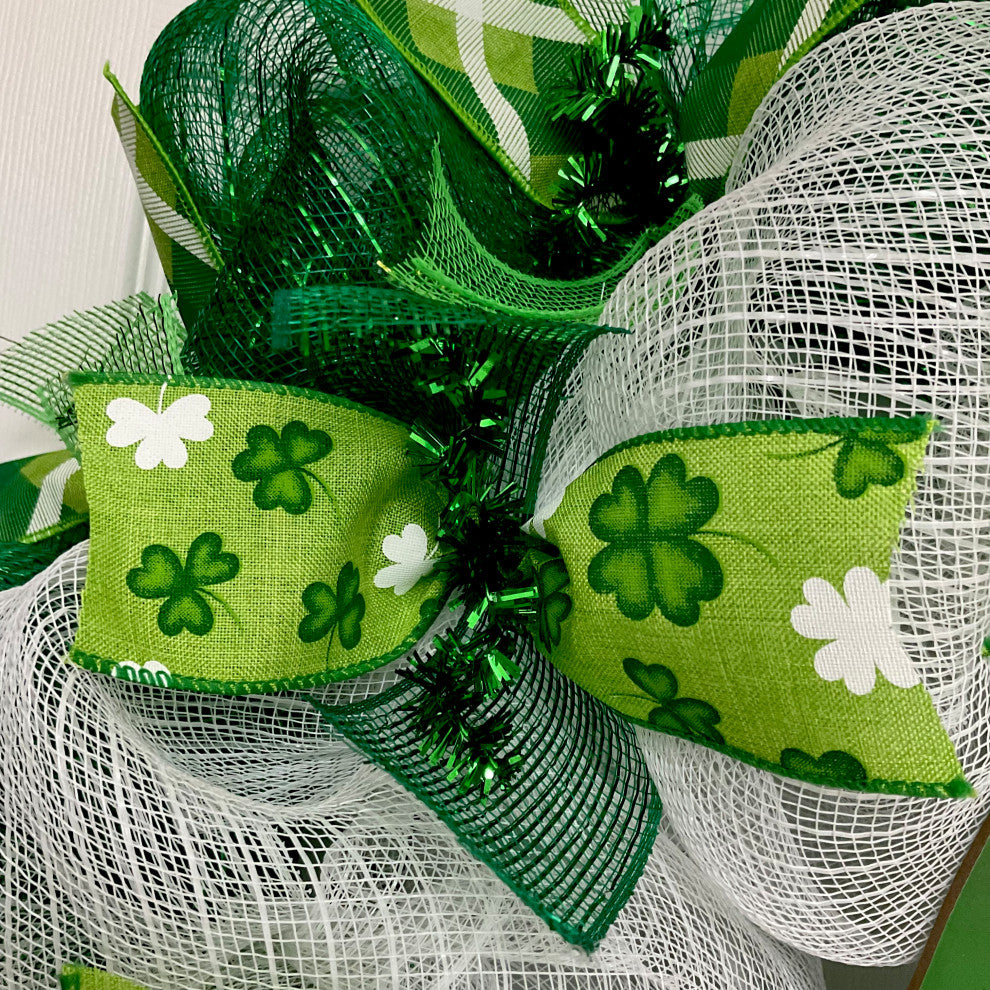 St Patricks Day Lucky And I Gnome It Handmade Deco Mesh