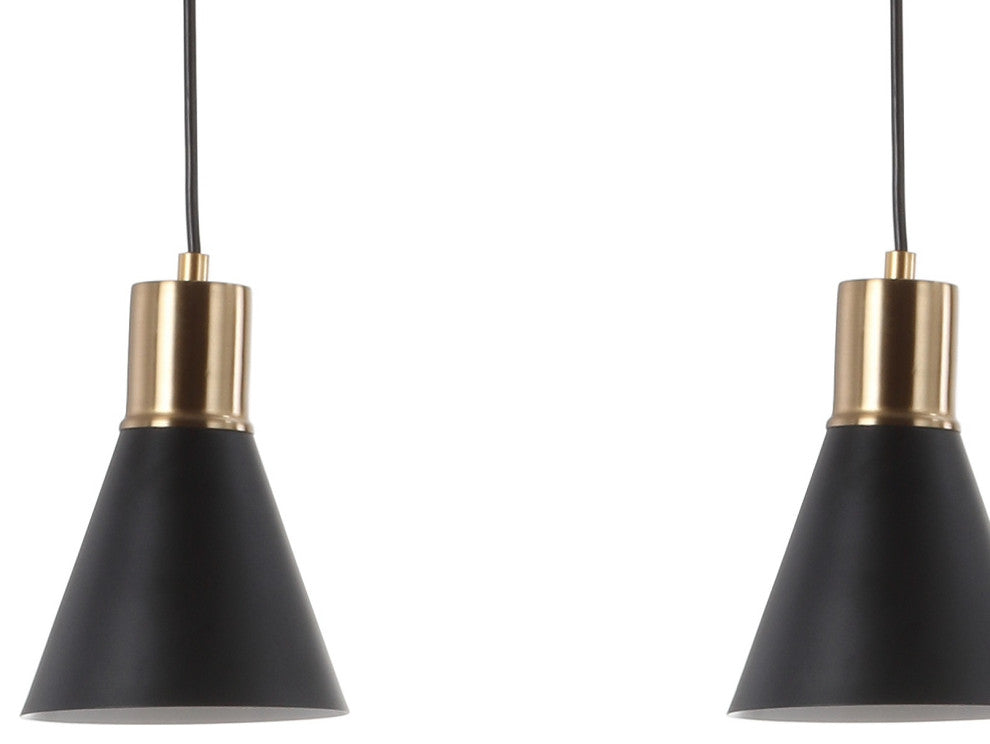 Apollo Metal LED Pendant, Black, Brass Gold, Black/Brass Gold, Width: 33.50"