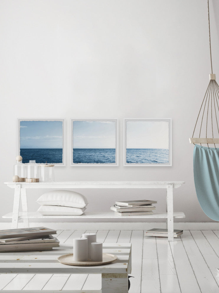 Panoramic Sea Horizon Triptych, 3-Piece Set, 18x18 Panels