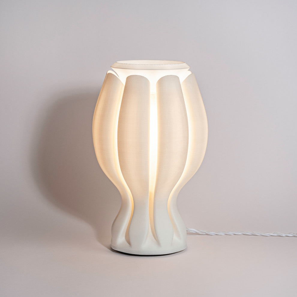 Flower 13" Tropical Plant-Based PLA Dimmable LED Table Lamp, White