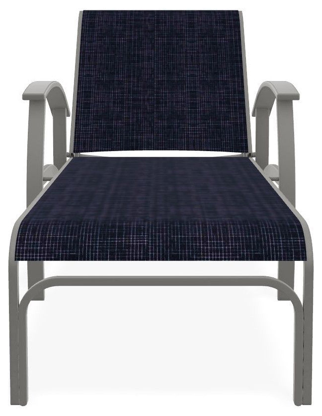 Belle Isle Sling 4-Position Outdoor Chaise Lounge, Moments Navy/Snow