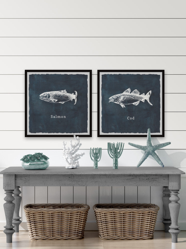 Cod and Salmon Diptych, 2-Piece Set, 32x32 Panels