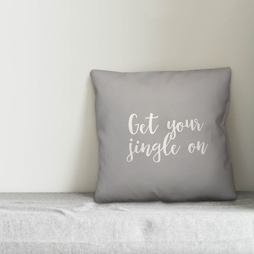 Get Your Jingle On, Gray 18x18 Throw Pillow