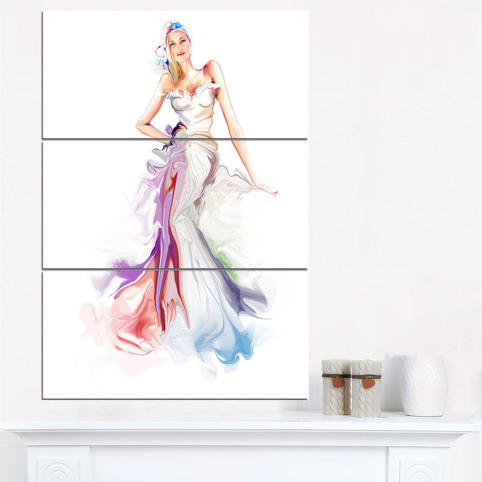 "Beautiful Fashion Girl" Glossy Metal Wall Art, 3 Panels, 28"x36"