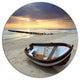 Boat On Beautiful Sunrise Seashore, Beach Round Wall Art, 11"