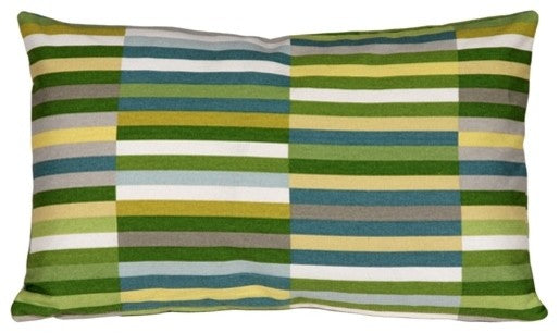 Pillow Decor - Waverly Side Step Throw Pillow, Green, Marine, 12" X 20"