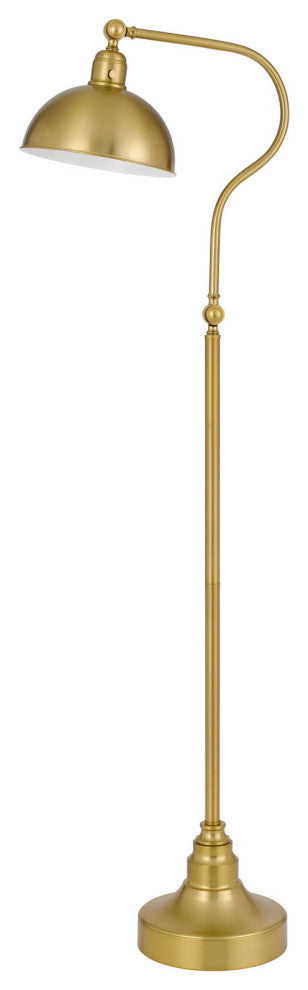 Benzara BM272207 60" Metal Curved Floor Lamp, Adjustable Dome Shade, Brass