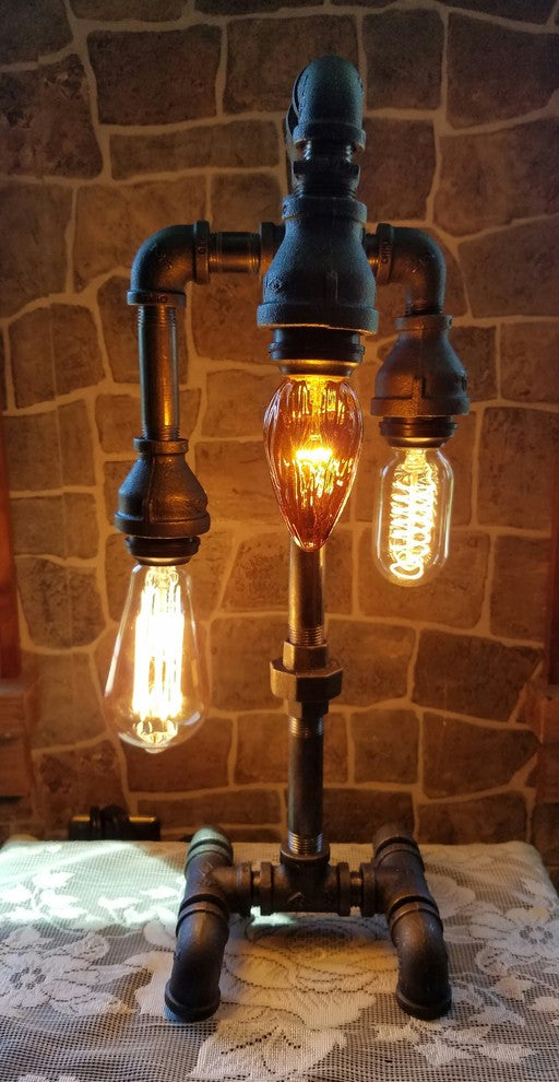 Three Tiered Industrial Pipe Edison Lamp