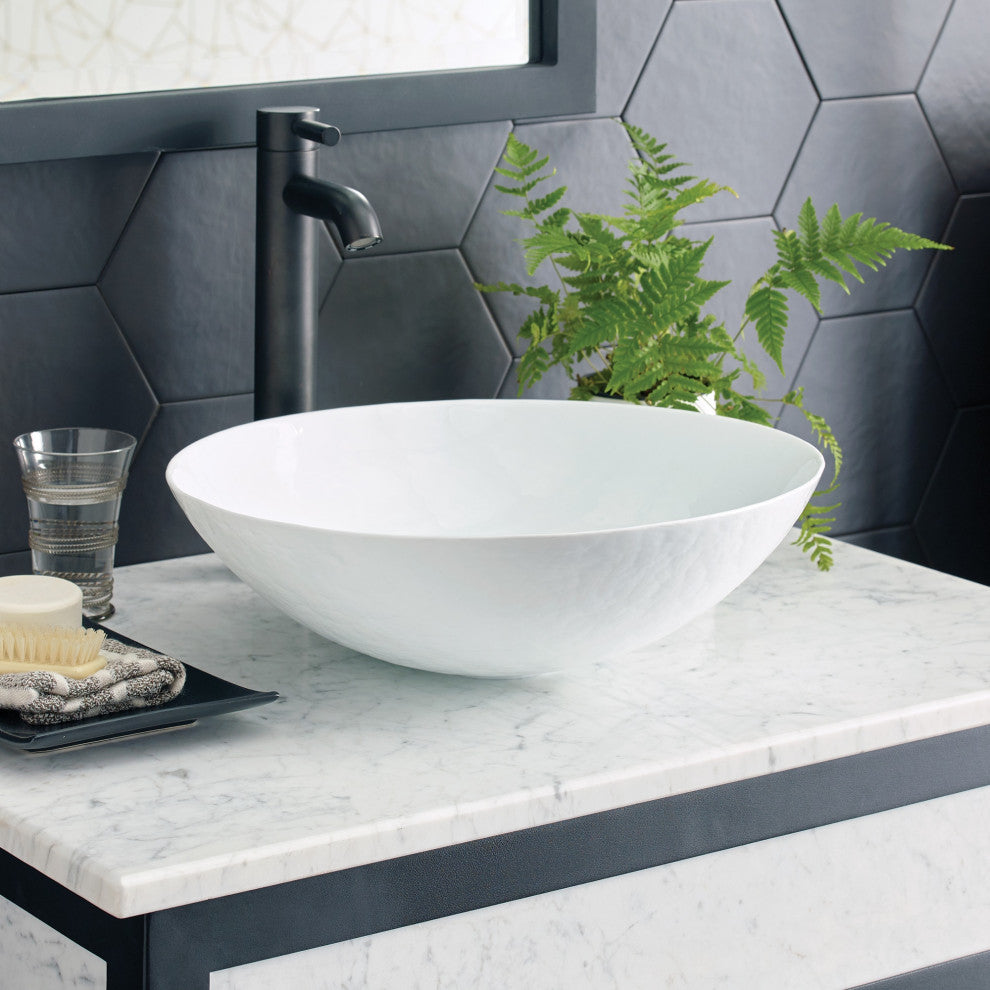 Verona Murano Glass Bathroom Sink, Bianco
