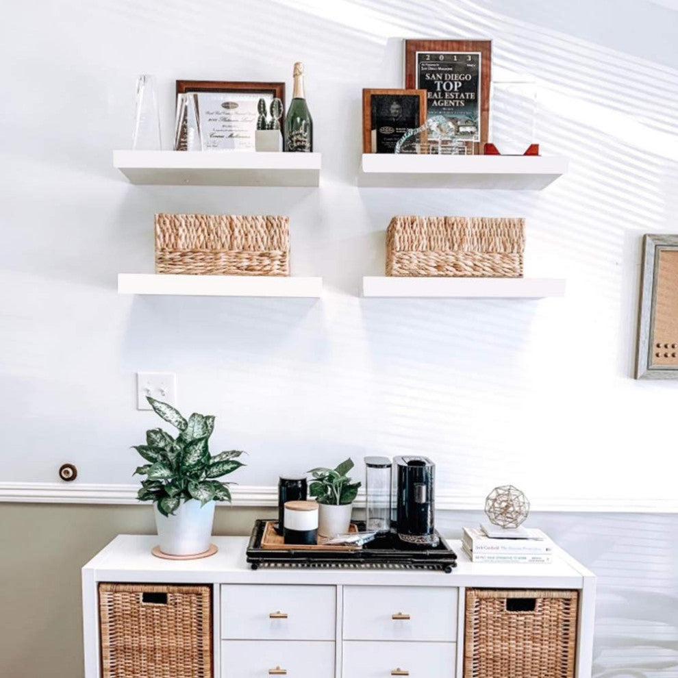 11.81" Depth Grande Floating Wall Shelves, White, 23.62"