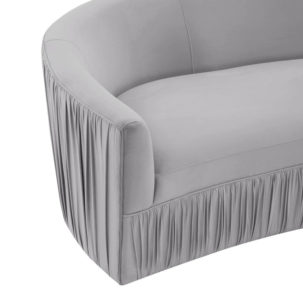 Valerie Pleated Light Gray Velvet Sofa