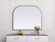 Metal Frame Arch Mirror 40X34 Inch, Brass