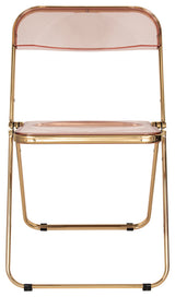 Lawrence Acrylic Folding Chair With Gold Frame, Rose Pink