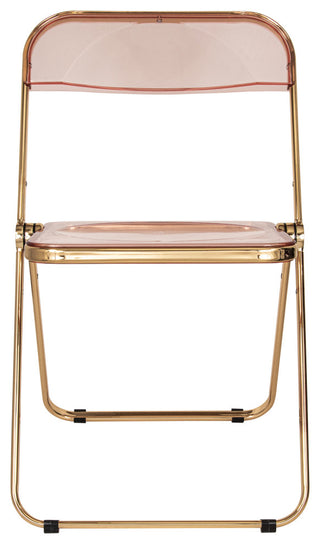 Lawrence Acrylic Folding Chair With Gold Frame, Rose Pink
