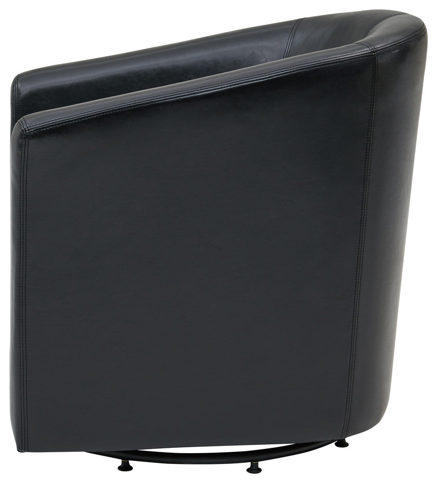 Hayden Swivel Accent Arm Chair, Black, Bonded Leather