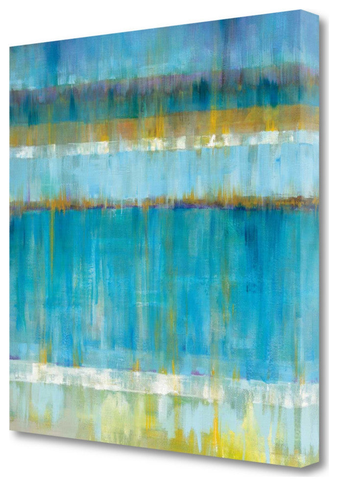 Blue and Yellow Abstract Stripes Giclee Wrap Canvas Wall Art