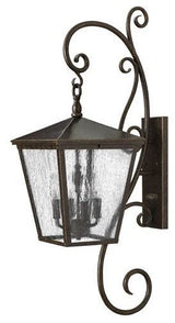 Trellis Large Outdoor Wall Sconce, Regency Bronze With Clear Seedy Glass