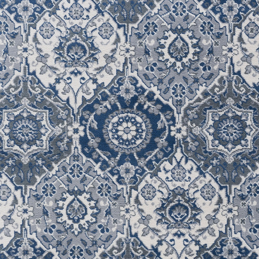 Newcomb Traditional Oriental Navy Rectangle Area Rug, 5'x7'