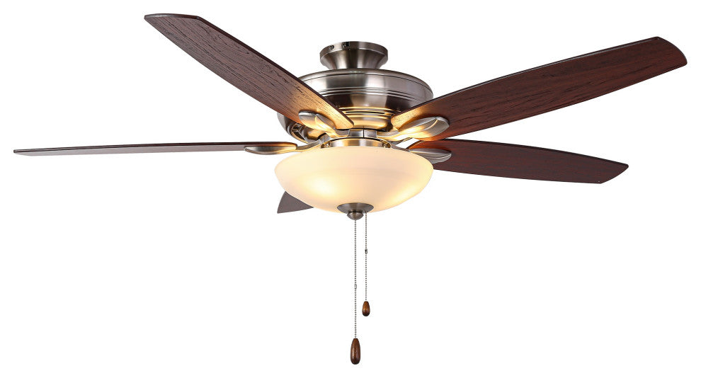52-inch Polished Nickel Modern Ceiling Fan with Light