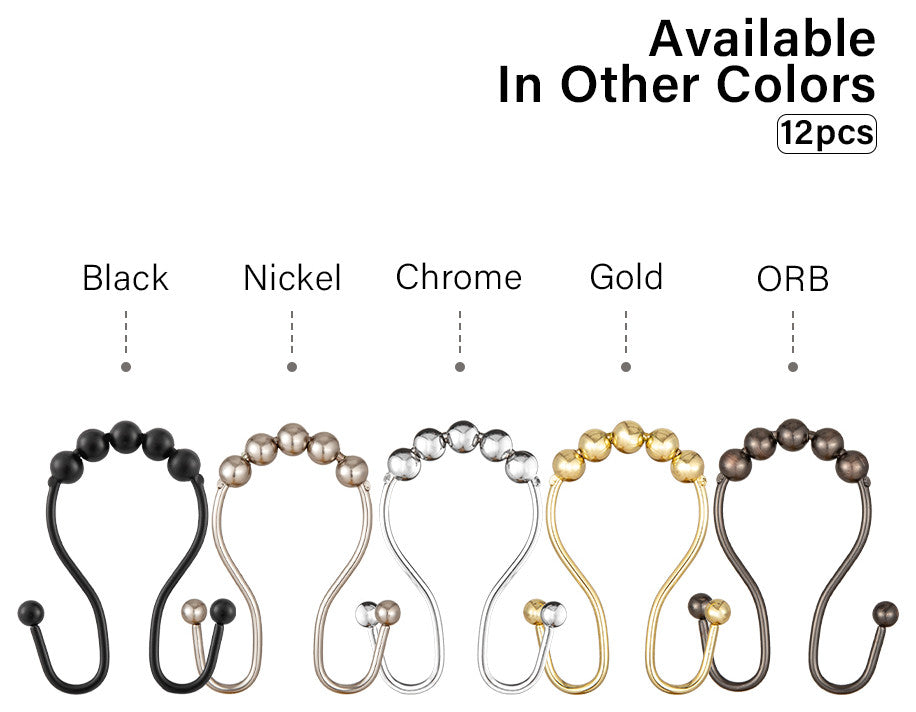 Utopia Alley Shower Hooks - Double Shower Curtain Rings for Bathroom, Set of 12, Chrome