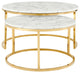 Ravenna Artificial Marble Nesting Coffee Table Gold White