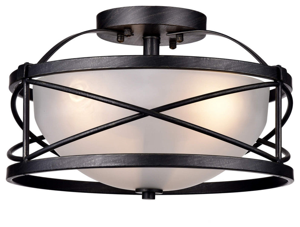 Lynn Opal Glass Shade Semi-Flush Mount Chandelier