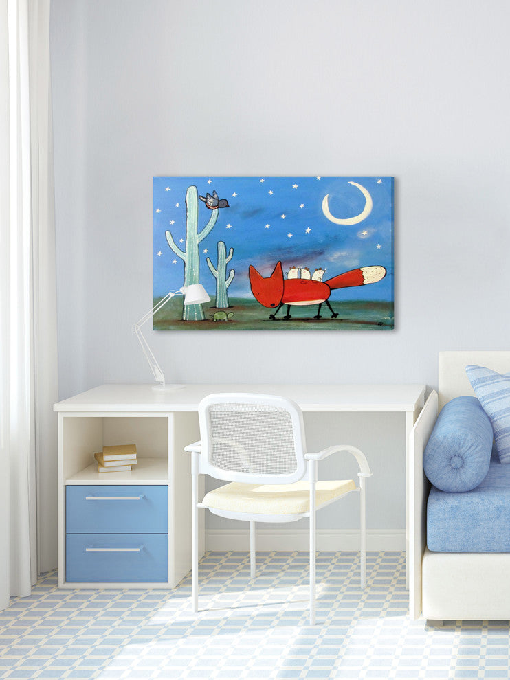 "Fox Ride" Painting Print on Wrapped Canvas